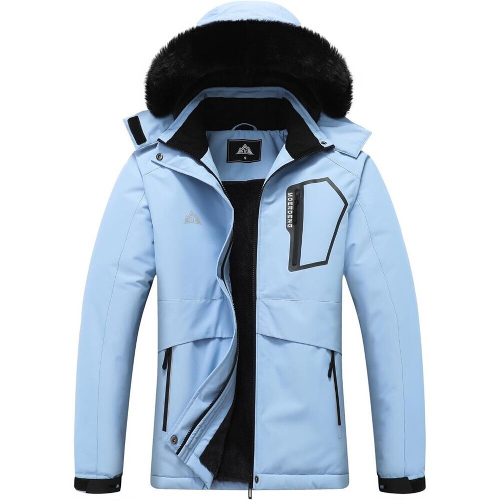 Women's Denim Blue Snowboarding Waterproof Snow Ski Jacket Coat Style Winter